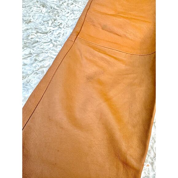 Vintage 80s PumpkinSpice SmoothGrained Leather Pants HighWaist Fall Thanksgiving - Picture 6 of 11